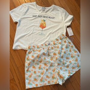 BETTER TOGETHER Sip Sip Horray! Aperol Spritz Short Pajama Set Womens M NWT